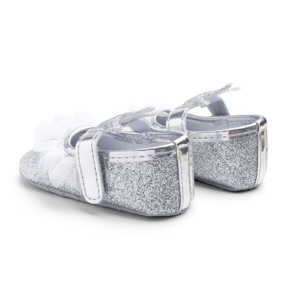 Chaussures de bébé fille nouveau-né, tout-petit, enfants, motif couronne pailletée, semelle souple antidérapante