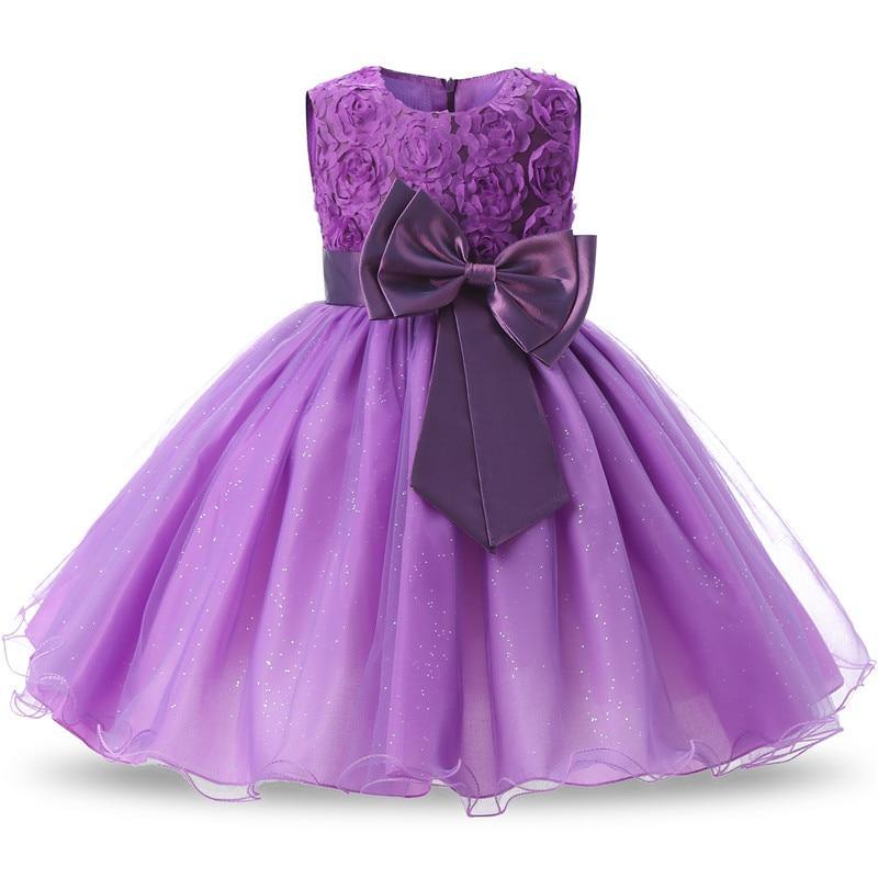Robe de luxe faite à la main, nouvelle, élégante, blanche, pour le premier anniversaire de fille, tenue de fête, avec fleurs roses en 3D, pour tout-petite, avec grand nœud