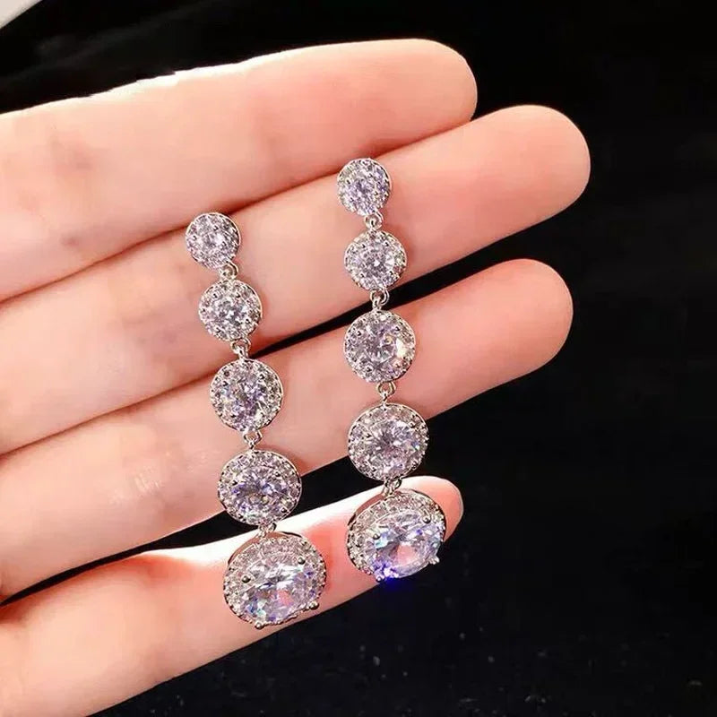 Boucles d'oreilles pendantes longues en forme de goutte d'eau et de zircon, style minimaliste, pour femmes, bijoux de mariage et de fiançailles 2021, boucles d'oreilles de mariée.