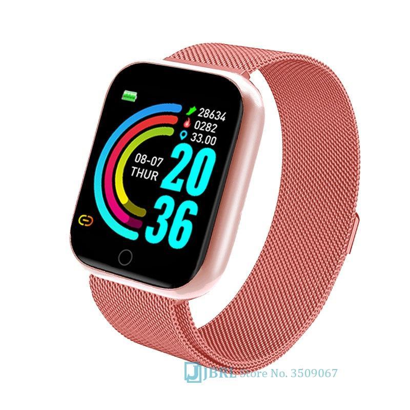 Montre intelligente de luxe, NOUVEAU style, en acier inoxydable, pour femmes et hommes, électronique, sport, bracelet, pour Android IOS, montre connectée carrée