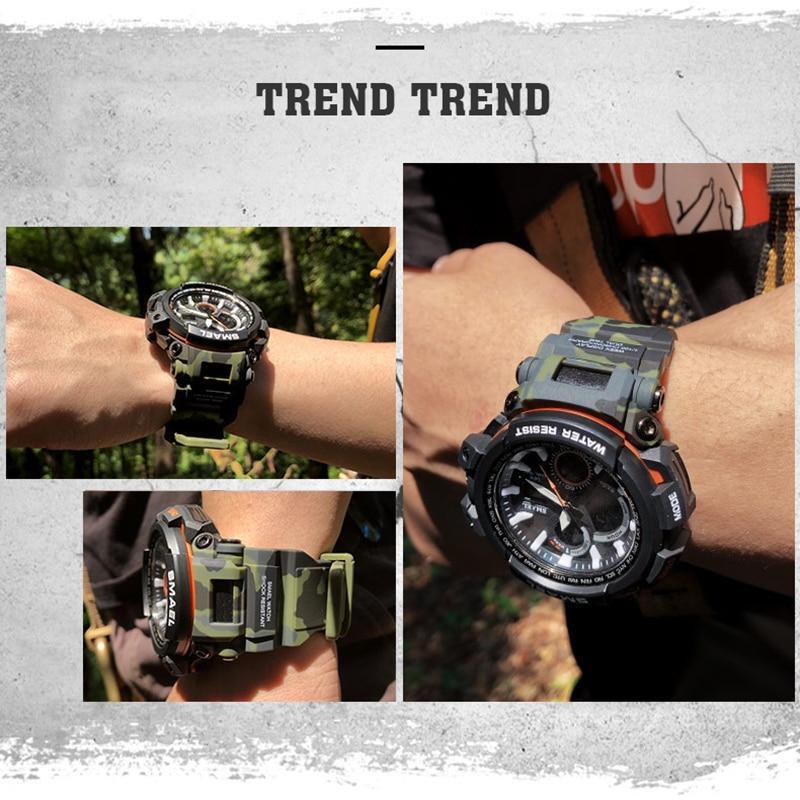Montre homme rouge sport moderne étanche 50m avec affichage numérique LED style militaire Armi Relogio Masculino