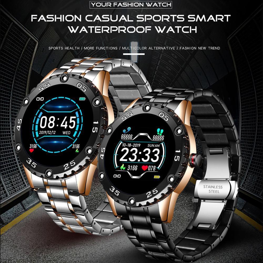 Nouvelle montre connectée pour hommes avec protection étanche IP67 et moniteur de fréquence cardiaque, podomètre pour systèmes Android et iOS, bracelet en acier, montre connectée de sport pour hommes