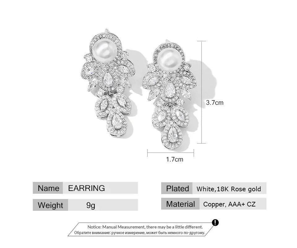 ZAKOL Nouvelle Mode CZ Zircon Cristal Feuille Dangle Boucles d'Oreilles pour Femmes Luxe De Mariage De Mariée Partie Bijoux