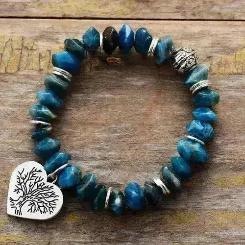 Bracelet Arbre de Vie en Apatite – Bijoux Véganes en Pierres Naturelles