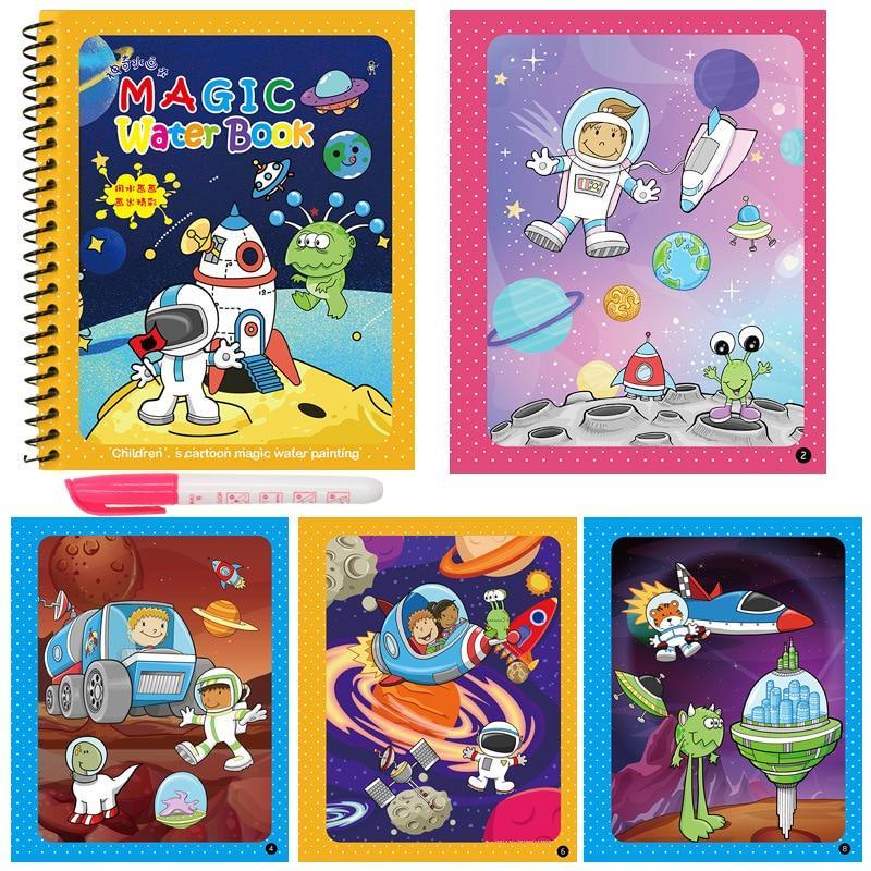 Tableau de dessin Montessori pour l'éducation précoce des enfants, livre de coloriage, gribouillage et stylo magique, livre de dessin à l'eau magique