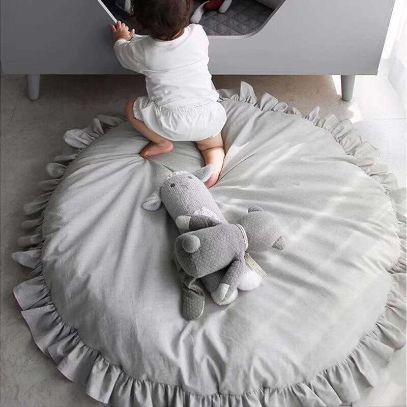 Tapis de jeu pour bébé, tapis pour enfants, tapis de jeu pour nouveau-né, tapis rembourré pour enfants, tapis de rampement en coton doux, tapis rond, décoration de chambre pour bébé