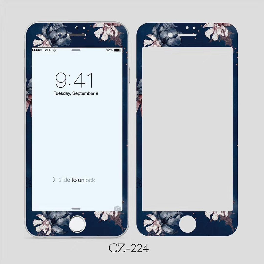 Verre trempé incurvé 3D pour iPhone 6 6s 7 8 Plus, motif fleurs tendance, protecteur d'écran, film de protection, protecteur d'écran en verre trempé conçu pour iPhone