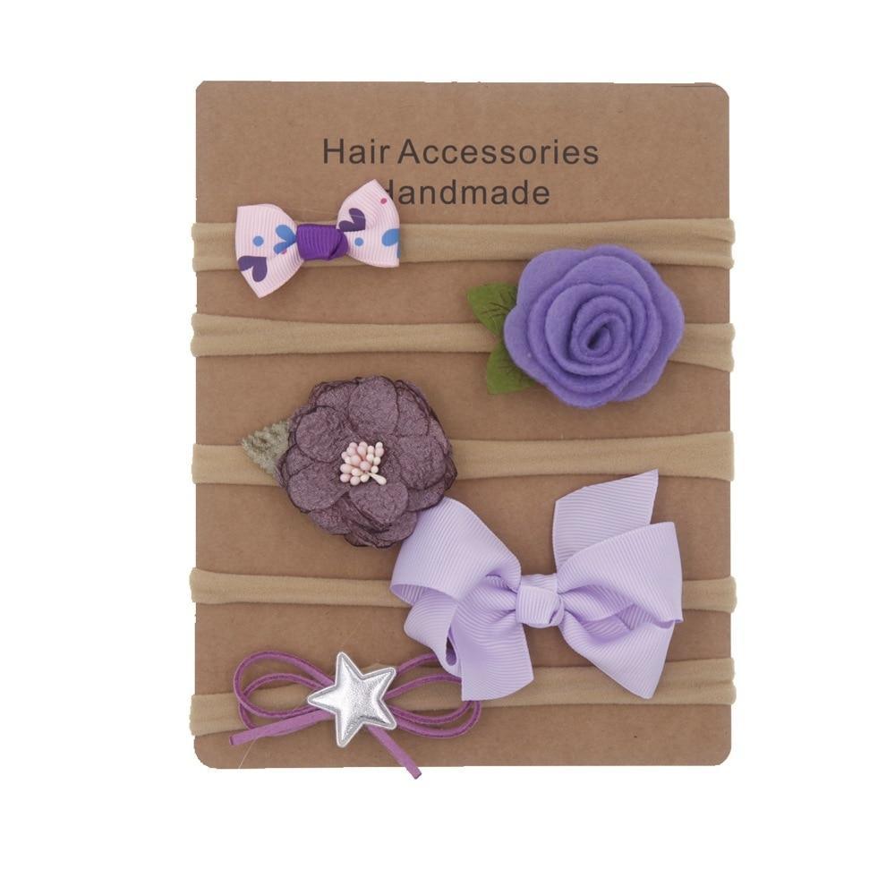 Lot fait main bandeau bébé nœud uni fleur nœud papillon enfants nylon élastique bandeaux doux faits à la main pour filles accessoires de cheveux