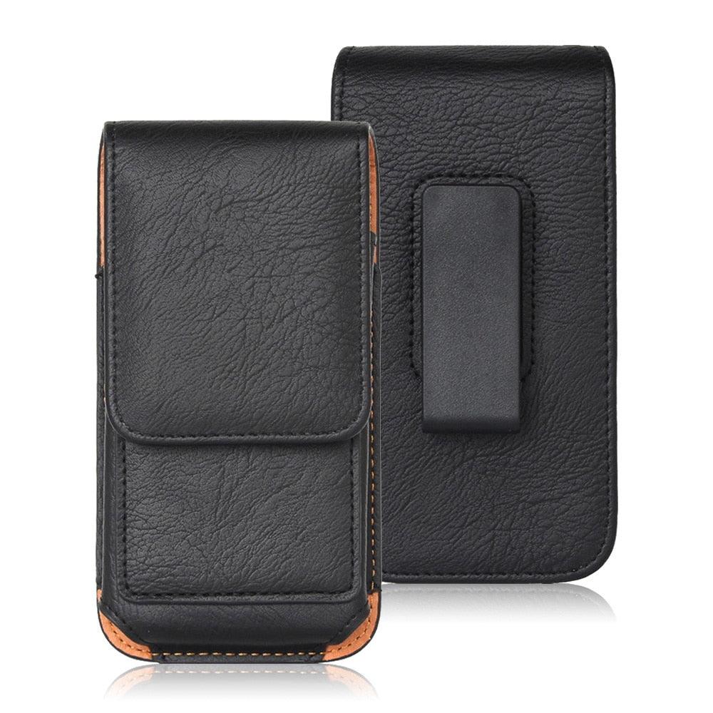 Étui universel en cuir pour iPhone Étui vertical en cuir PU pour hommes avec clip ceinture pour iPhone Sac banane avec clip ceinture pour téléphone portable de 3,5 à 6,3 pouces Housse de téléphone