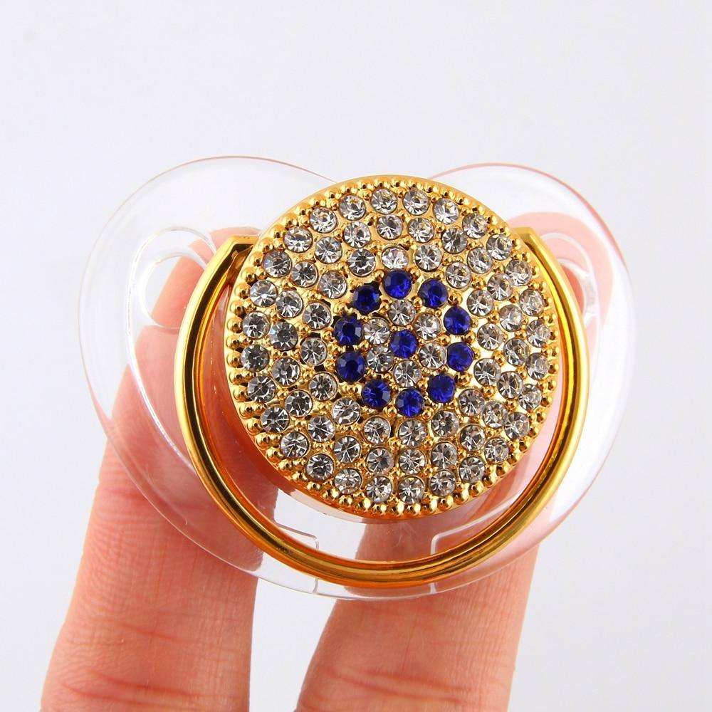 Sucette de luxe en diamant moderne avec motif de dessin animé pour bébé, sucette en silicone scintillante pour nouveau-né, garçons et filles