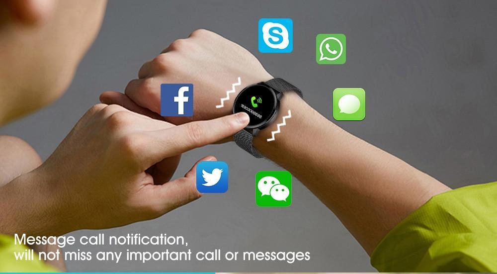 Montre Intelligente Tendance Luxe avec Écran LED Couleur Smartwatch Femme Moniteur de Fréquence Cardiaque Suivi d'Activité Physique