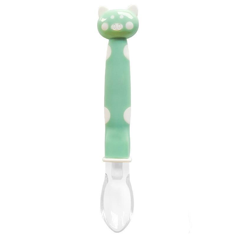 1 cuillère souple en silicone pour bébé, couleur bonbon, à détection de température, outils d'alimentation pour enfants, pour manger