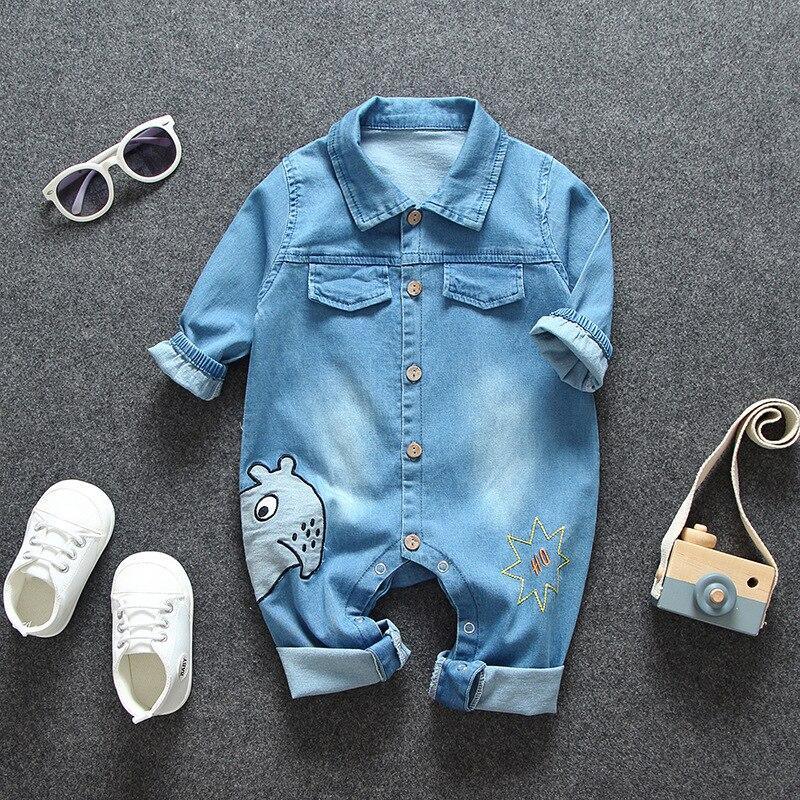 Barboteuse et salopette modernes style jean pour nouveau-né, combinaison de dessin animé, vêtements pour bébé garçon