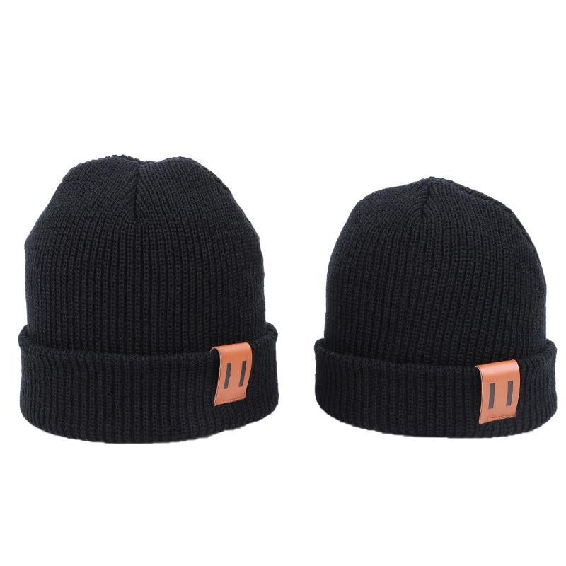 Bonnet d'hiver chaud pour bébé, tricoté pour enfants, bonnets pour filles et garçons, bonnet pour bébé et parent