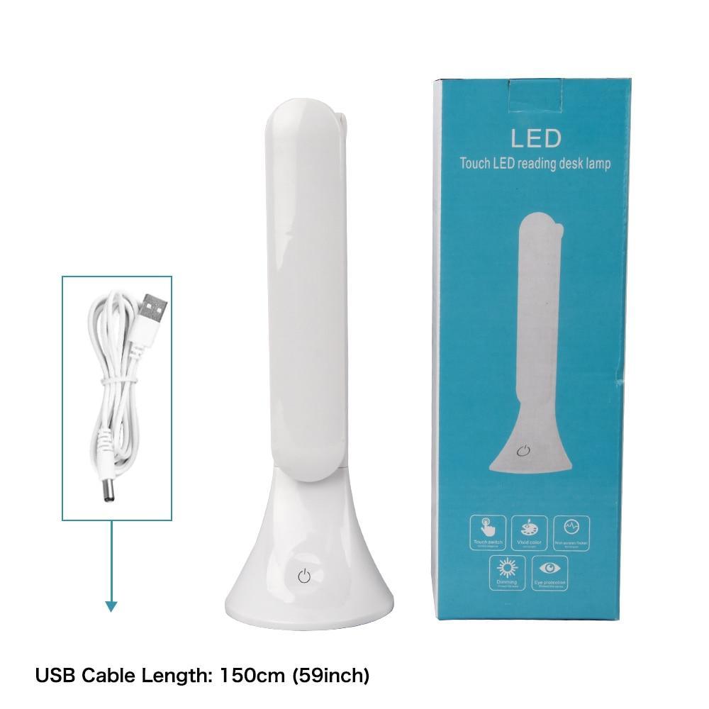 Lampe de table tactile LED STEVVEX pliable alimentée par USB, intensité variable, lampe de bureau LED avec protection oculaire, lampe de lecture pour étudiant, lampe de bureau (blanc)