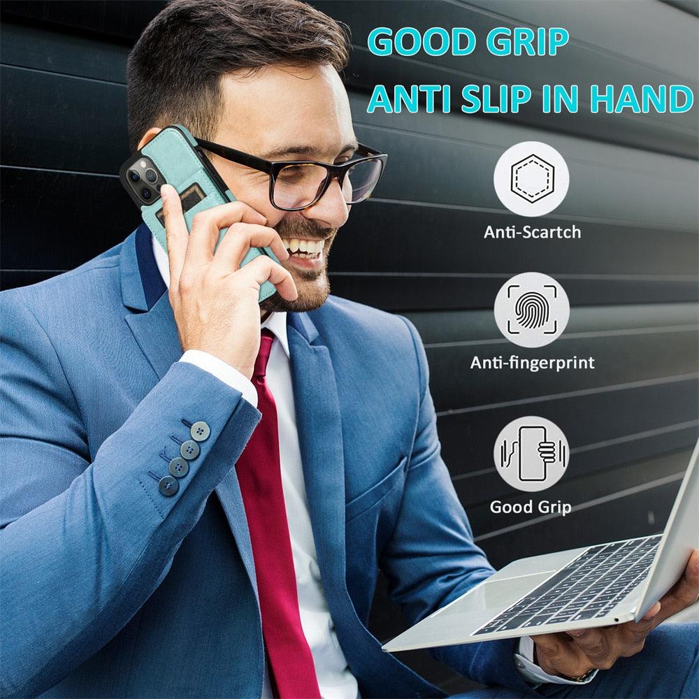 Étui de luxe pour cartes pour iPhone 14 13 12 Mini 11 Pro Max en cuir durable avec support solide, étui de téléphone magnétique à rabat pour femmes et filles avec porte-cartes sécurisé