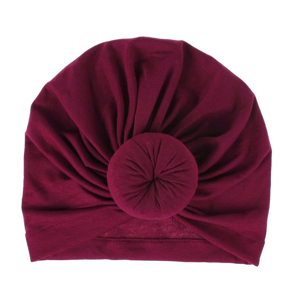 Turban pour bébé fille en coton tricoté, fait main avec fleur plissée, style élégant
