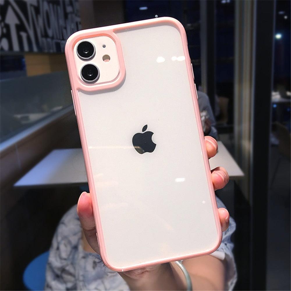 Coque de téléphone antichoc transparente avec pare-chocs pour iPhone 11 12 13 14 Pro Max Mini, motif bonbon mignon, coque rigide de luxe translucide pour iPhone