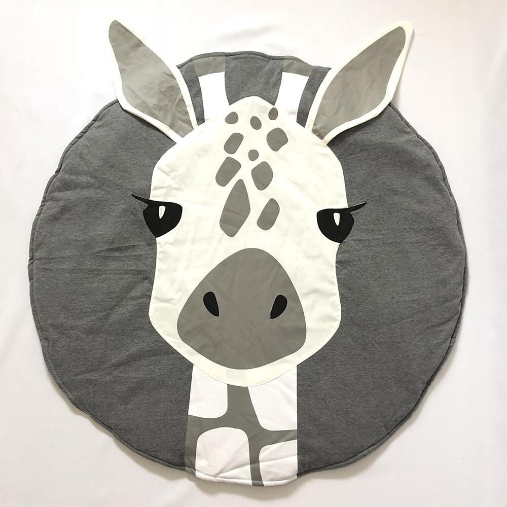 Tapis de jeu pour bébé en coton, tapis rampant pour nouveau-né et nourrisson, tapis de jeu rond avec motif animal, tapis de sol pour chambre d'enfant, pour dormir