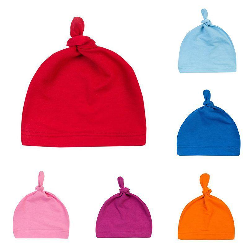 Bébé Nœud Coton Chapeau Printemps Automne Tout-petit Bonnet Casquette Hiver Chaud Couleur Unie Chapeau Enfant