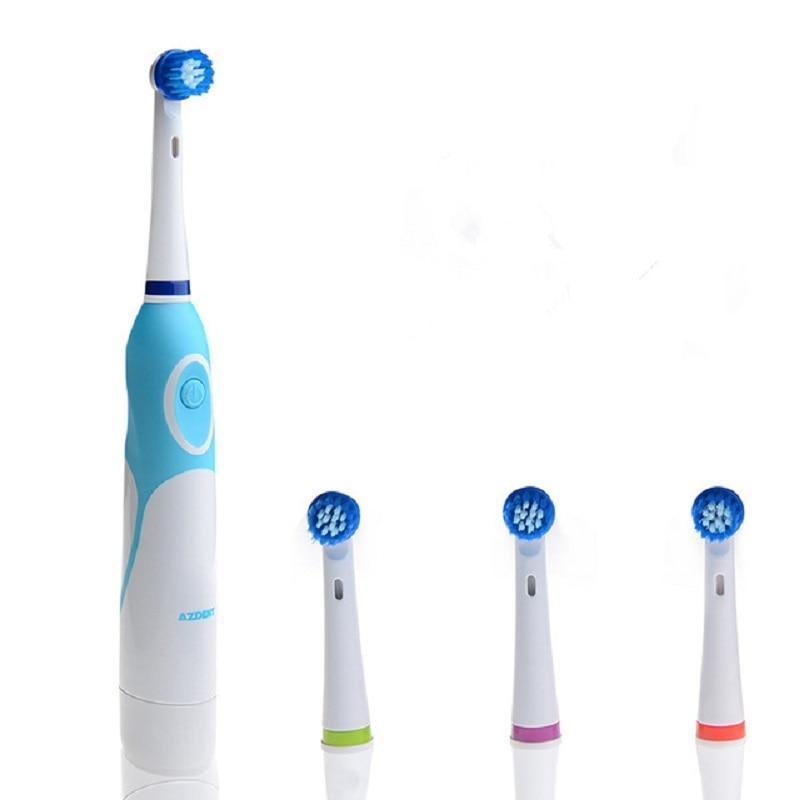 Brosse à Dents Électrique Professionnelle à Rotation Moderne avec 4 et 8 Têtes de Rechange Nettoyage en Profondeur Brosse à Dents à Piles Blanchiment des Dents pour Adultes
