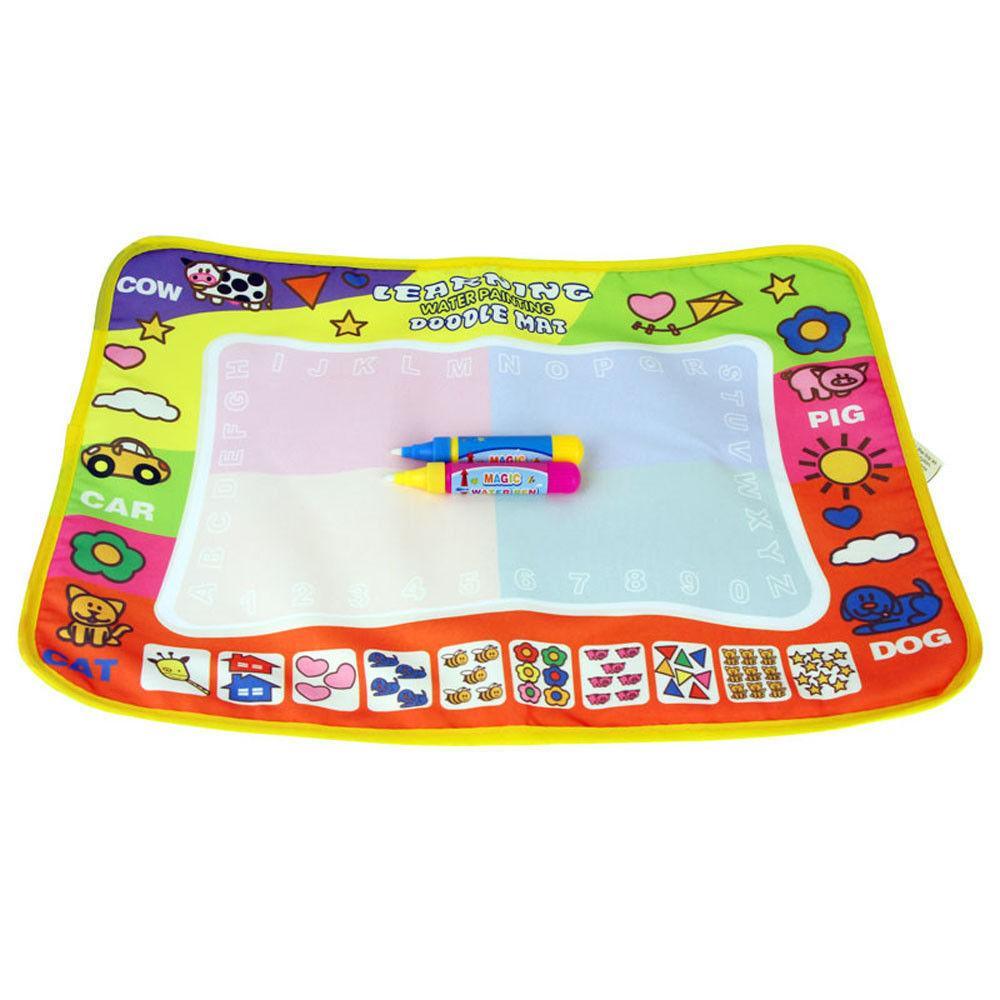Tapis de dessin à l'eau pour enfants de 1 à 6 ans, tableau/tapis de peinture éducatif pour tout-petits avec stylo magique à eau, cadeau 45,5 x 29 cm (Blanc)