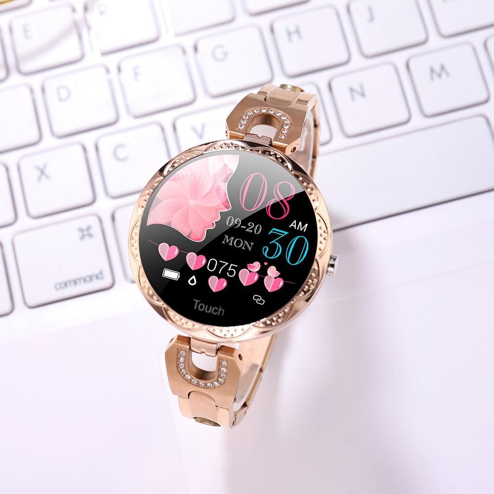 Montre connectée étanche pour femmes Moniteur de fréquence cardiaque Dispositif portable de sport Montre intelligente pour femmes Dames