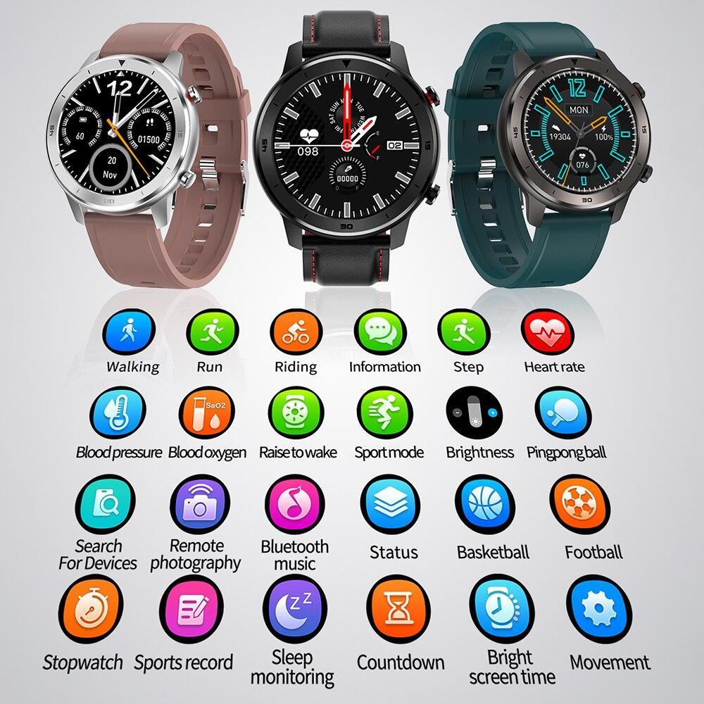 Montre connectée ronde moderne à écran tactile pour hommes, style business de luxe, avec protection étanche IP68 et moniteur de fréquence cardiaque et de tension artérielle, autonomie de 5 jours