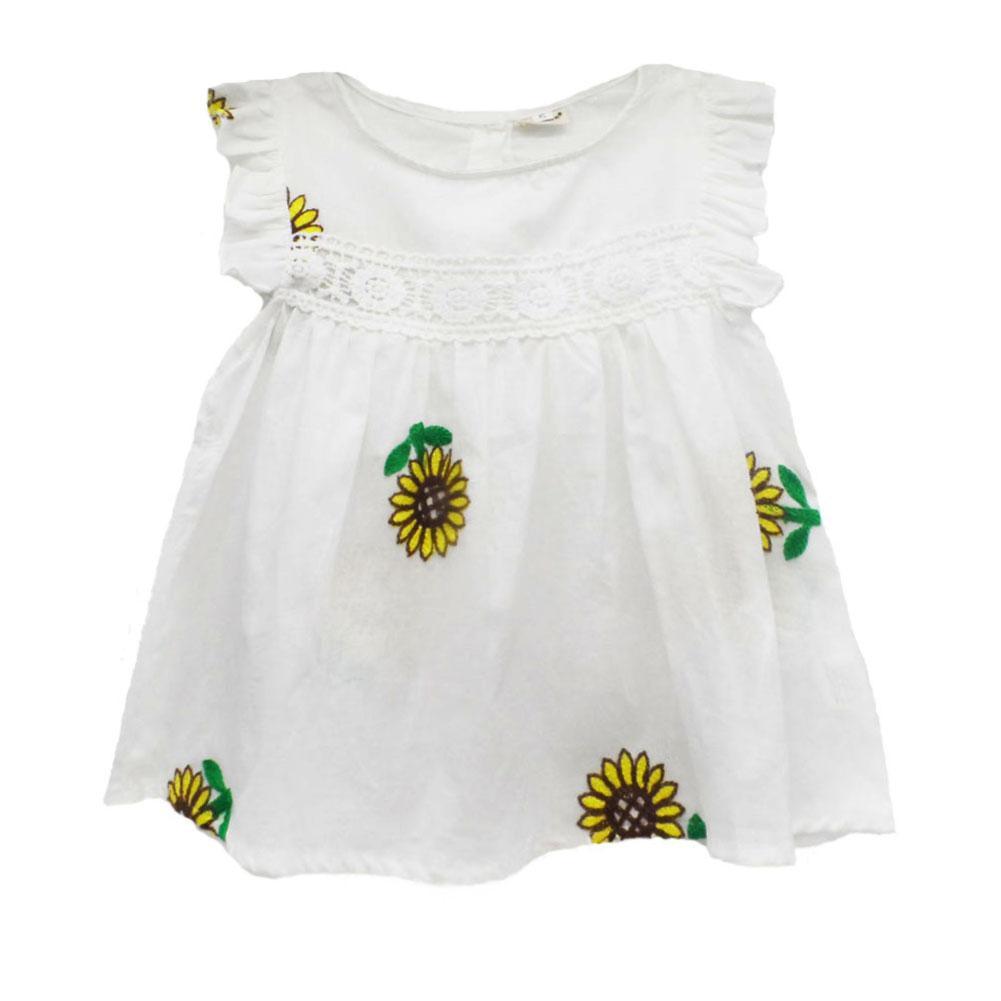 Robes d'été pour bébé avec manches à volants pour nouveau-né, en coton, sans manches, motif ananas, pour fillettes
