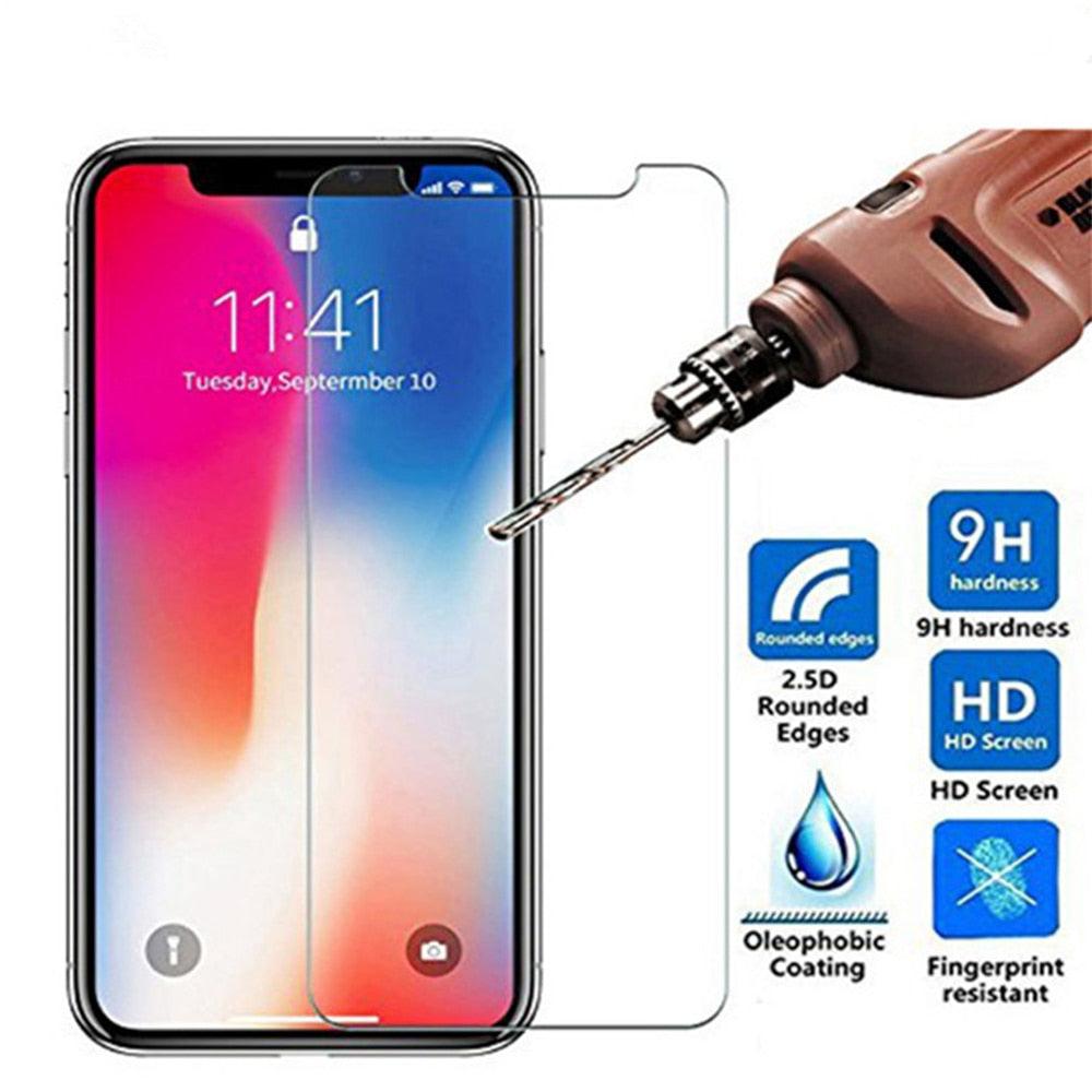3 pièces pour iPhone 12 13 Mini 14 Pro Max Film de protection d'écran en verre pour iPhone XR XS SE 2022 6 7 8 Plus 13 Pro Max Verre non entièrement incurvé anti-explosion film de protection d'écran en verre trempé pour iPhone