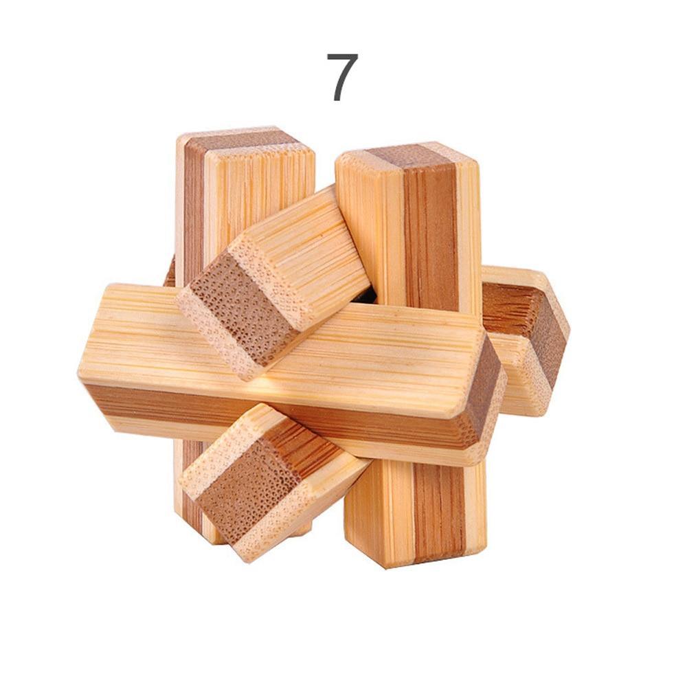 Casse-têtes 3D en bois imbriqués (12 styles) – Jeu en bambou petite taille pour adultes et enfants