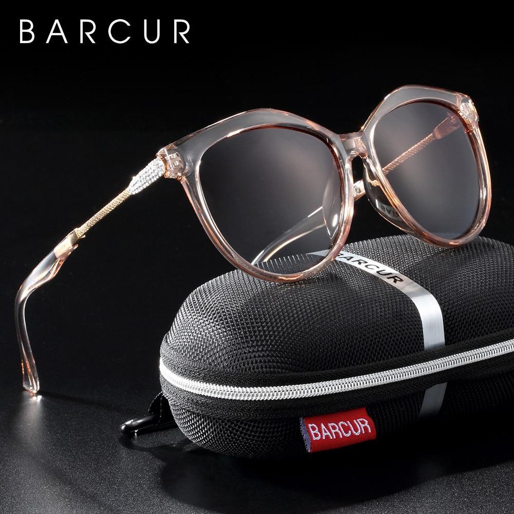 Stevvex - Lunettes de soleil polarisées œil de chat pour femme, verres dégradés ronds, oculos lunette de soleil femme