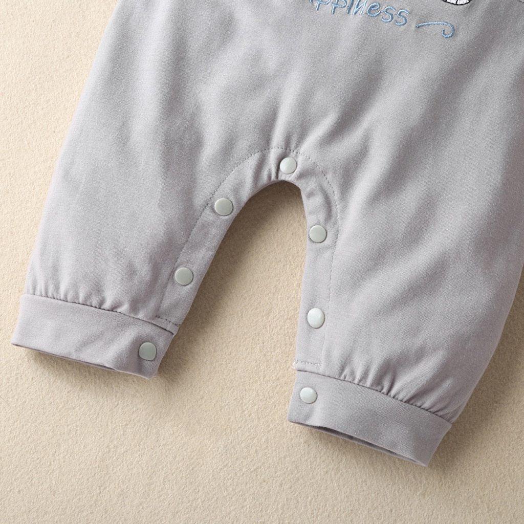 Barboteuse à manches longues imprimé étoile de dessin animé, combinaison motif éléphant, vêtements chauds pour bébés filles et garçons