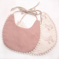 Bavette double épaisseur pour bébé fille ou garçon, bavoir d'alimentation, en coton et lin, avec pompons