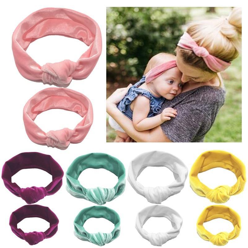Bandeaux modernes mère et bébé, nœud pour enfants filles avec imprimé oreilles de lapin, bandes de cheveux florales, accessoires de cheveux parent-enfant