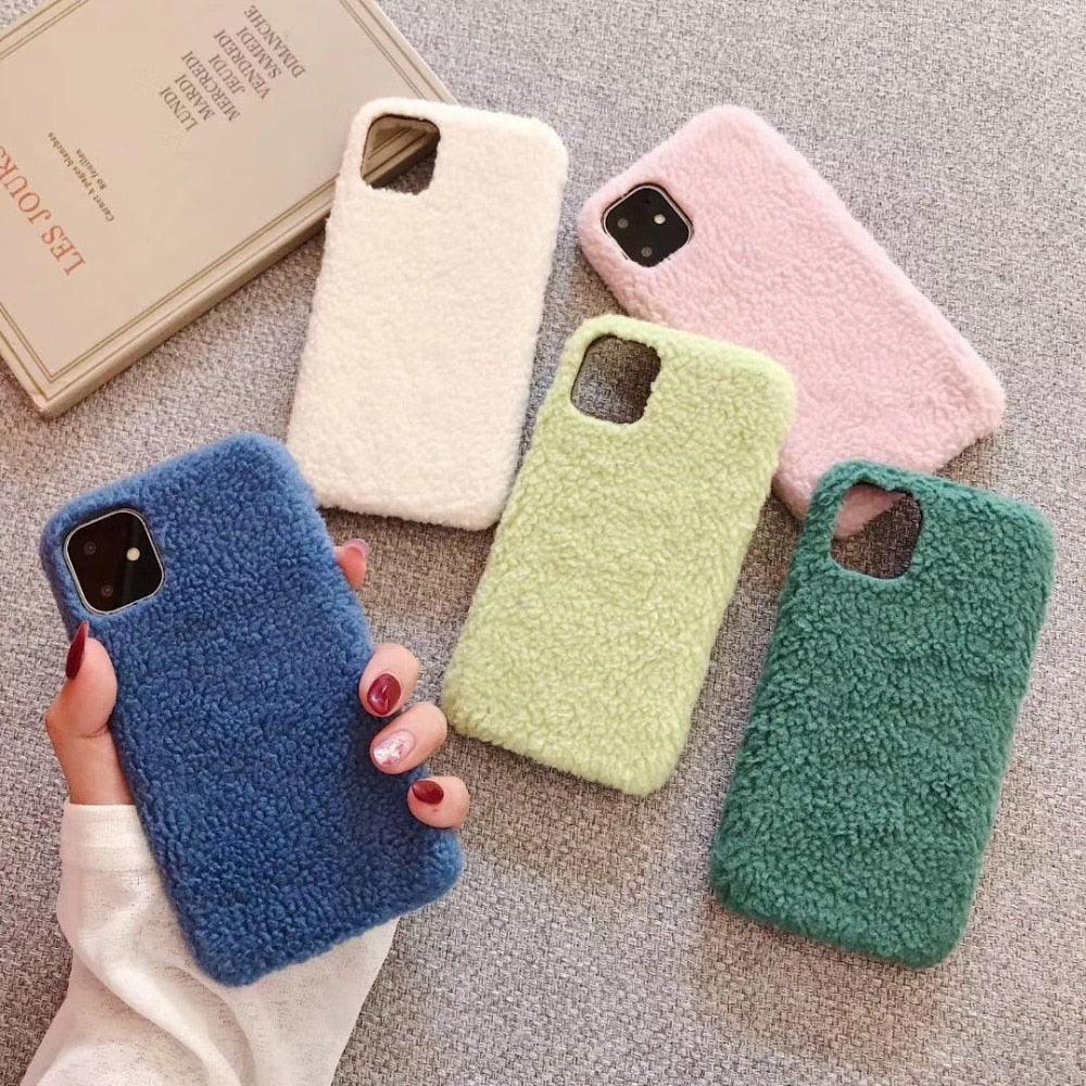 Étui cadeau tendance pour femme pour iPhone Xs Max Xr X 11 Pro Max Se Housse Douce et Chaude en Fourrure pour iPhone 6 7 8 Plus Coque Souple en Silicone Flexible et Duveteuse Antichoc pour iPhone