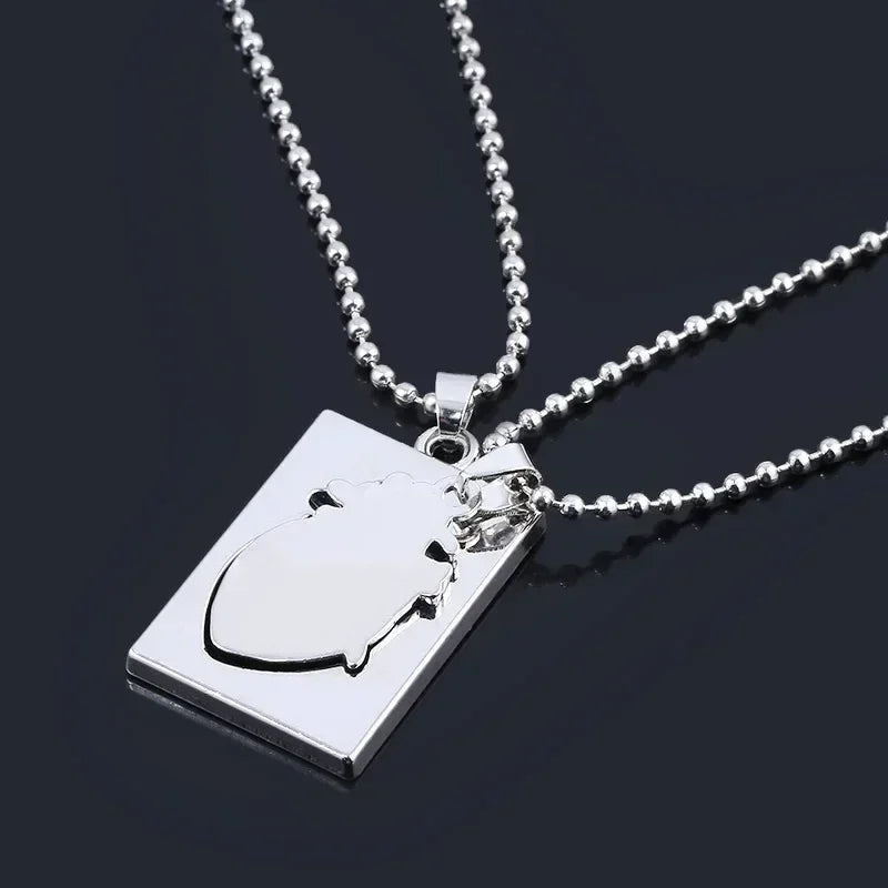 Paire de Colliers Pendentifs Cœur Anatomique en Acier Inoxydable pour Amoureux, Cadeau Saint-Valentin pour Couples et Femmes