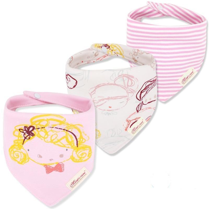 Bavettes bandanas pour bébé Moder, lot de 3 en coton, motifs triangulaires variés pour bébés garçons et filles