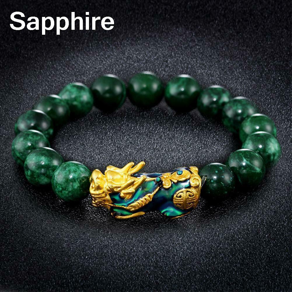 Bracelet de perles en obsidienne pour hommes et femmes, unisexe, Pixiu doré et noir, richesse et bonne chance