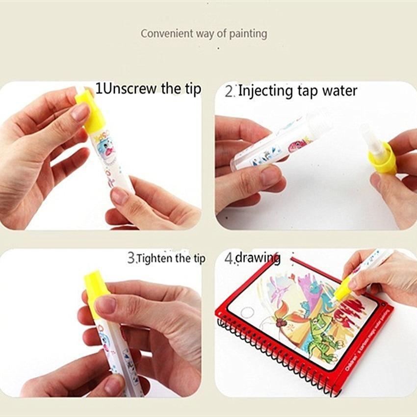 1 livre magique à colorier à l'eau, dessins animés, avec stylo de gribouillage, planche à dessin, jouets pour enfants, cadeau d'anniversaire