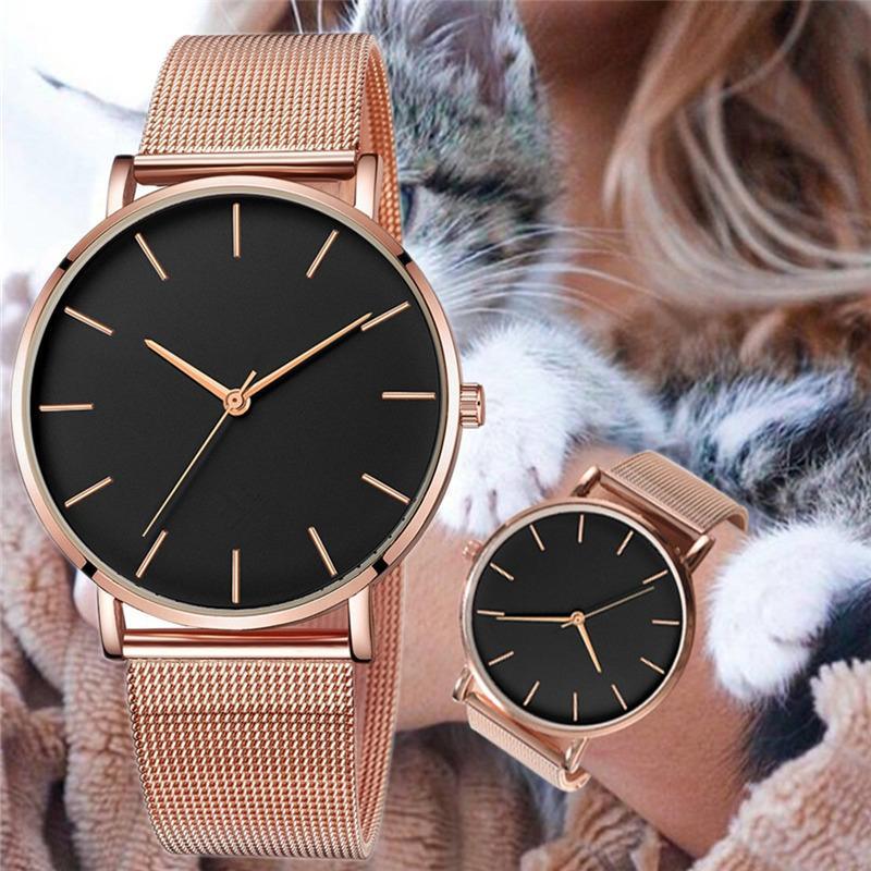 STEVVEX Montre Homme Montres Décontractées à Quartz Simple Montre à Quartz en Métal Reloj Montre en Acier Inoxydable Maille Horloge pour Hommes et Garçons