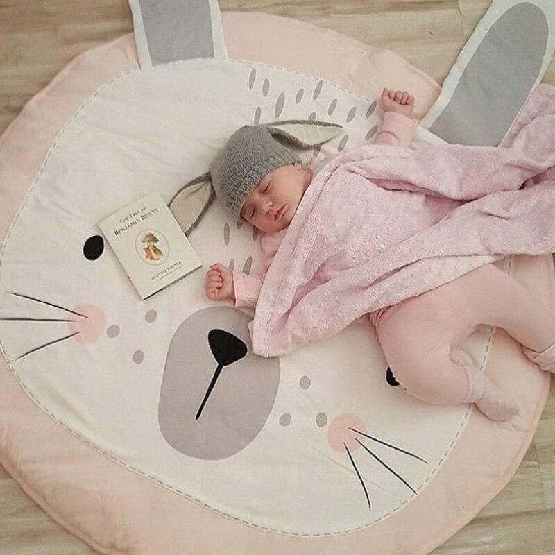 Tapis de jeu en forme d'animal de dessin animé pour bébés, tapis pour nouveau-nés, rampant en coton, tapis de sol rond pour chambre d'enfant, décoration de crèche