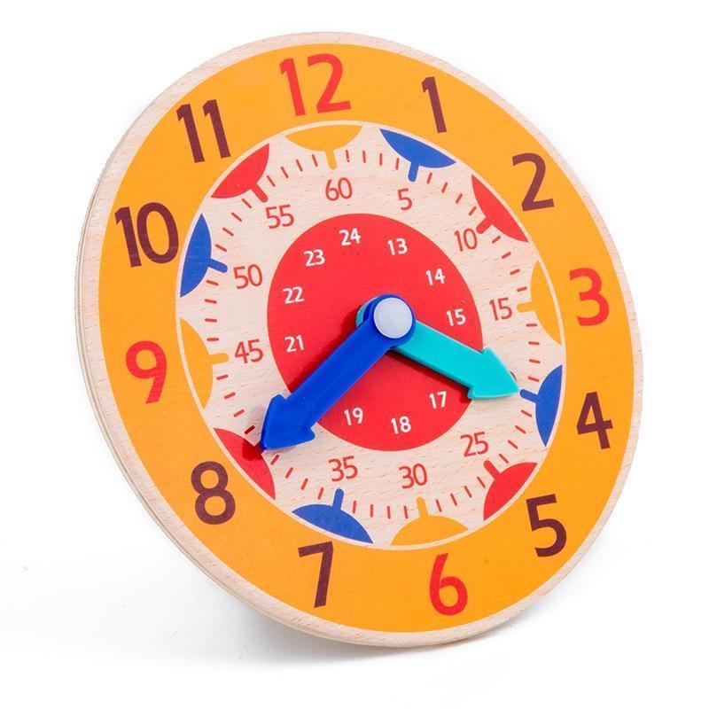 Horloges en bois éducatives populaires, jouets d'apprentissage précoce pour enfants, horloges colorées pour la cognition des heures, minutes et secondes.
