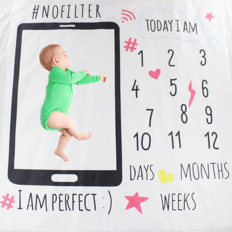 Couverture mensuelle de croissance pour nouveau-né, accessoire de photographie, fond en tissu pour bébé