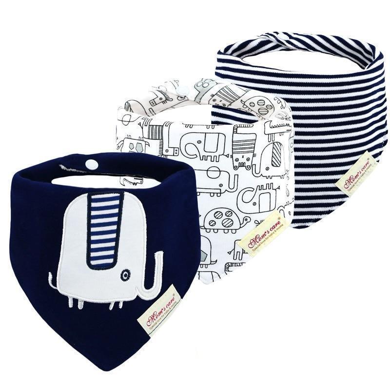 Bavettes bandanas pour bébé Moder, lot de 3 en coton, motifs triangulaires variés pour bébés garçons et filles