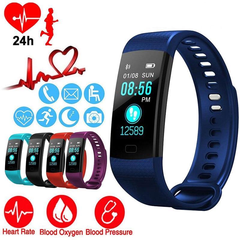 Montre intelligente Sport Fitness Activité Cardiofréquencemètre Tensiomètre Bracelet étanche IP67 Podomètre pour iOS Android