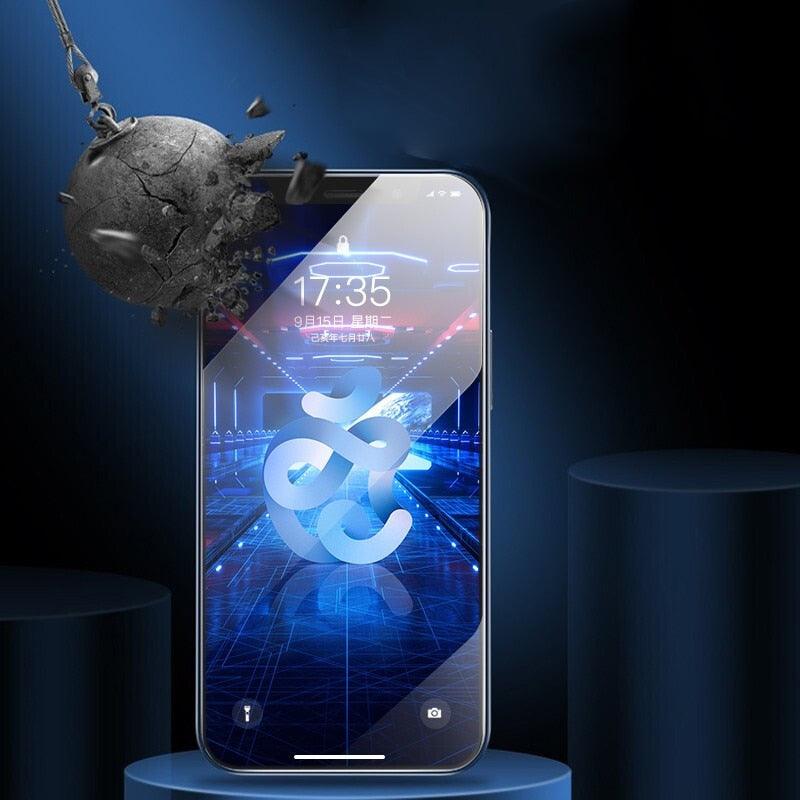 Protections d'écran en verre trempé HD pour iPhone 12 12 Max/12 Pro Film avant iPhone X 6/6s 7 8 11 Pro Max Protection d'écran transparente hautement résistante aux rayures en verre de protection plein écran pour iPhone
