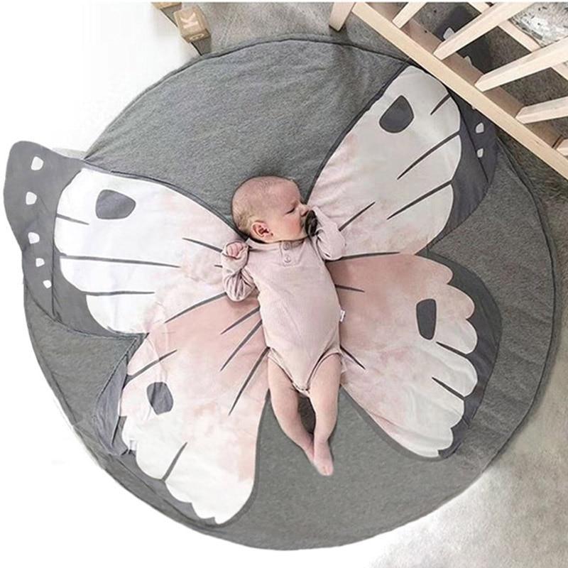 Tapis de jeu pour bébé en coton, tapis rampant pour nouveau-né et nourrisson, tapis de jeu rond avec motif animal, tapis de sol pour chambre d'enfant, pour dormir