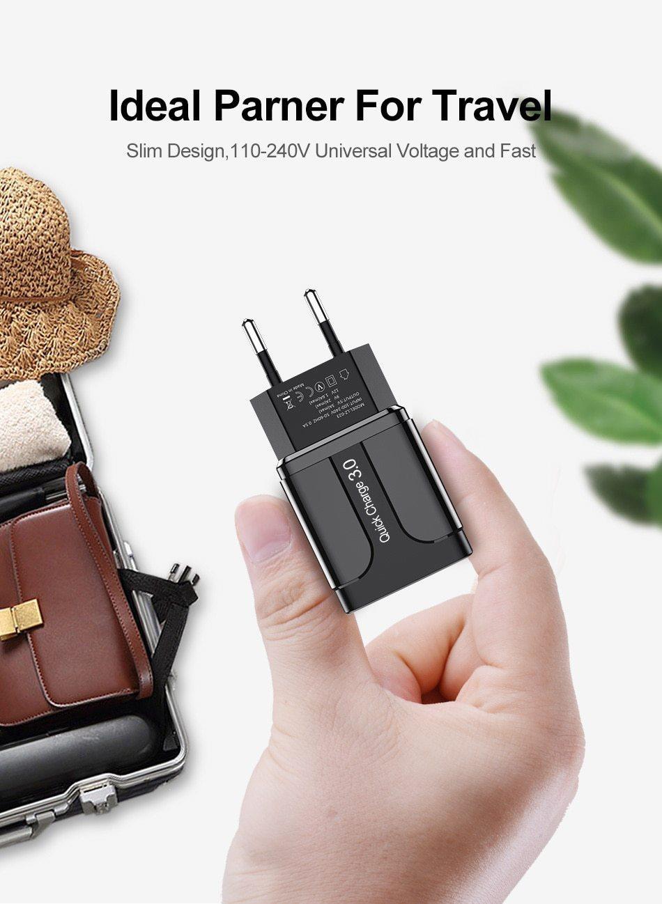 Chargeur USB portable 18W Quick Charge 3.0 QC 3.0 4.0 Adaptateur de chargeur rapide/téléphone USB pour téléphones