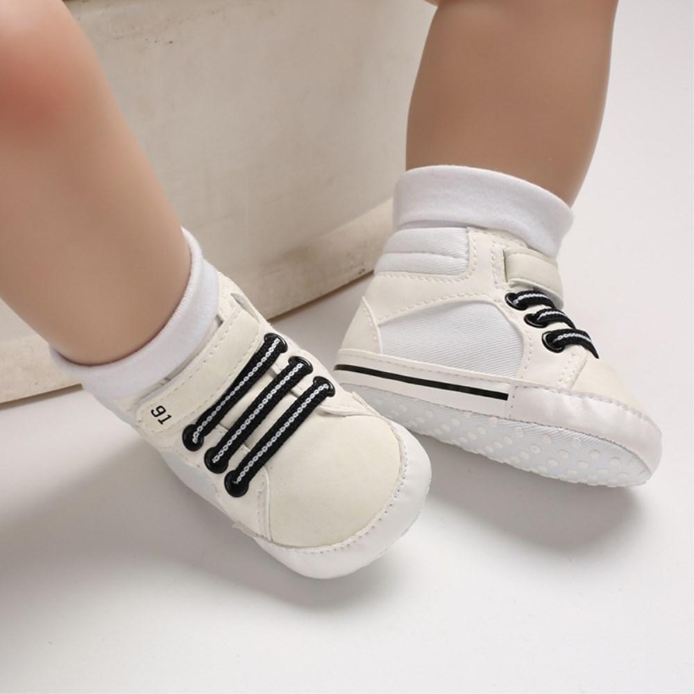 Chaussures à semelle souple pour nouveau-nés (0-18 mois), bottines à lacets pour garçons, baskets, cadeau idéal pour bébé
